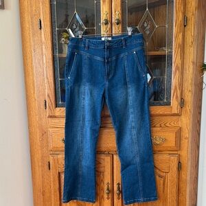 Sundance Dark Blue TrouserJeans with Front and Back Seams, Straight Legs